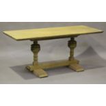 An early 20th century Jacobean Revival bleached oak refectory table, height 71.5cm, length 172cm,