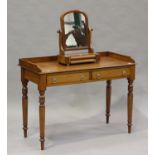 A Victorian mahogany side table with gallery back, height 78cm, width 107cm, depth 49cm, together