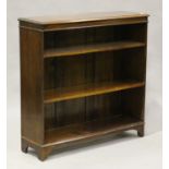 An early 20th century mahogany open bookcase, fitted with two adjustable shelves, height 107cm,