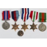 Five late issue Second World War medals, comprising 1939-45 Star, Italy Star, France and Germany