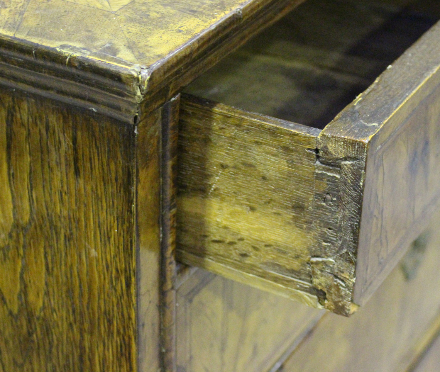 A George I walnut chest-on-stand with overall crossbanded borders, height 118cm, width 104cm, - Image 4 of 5