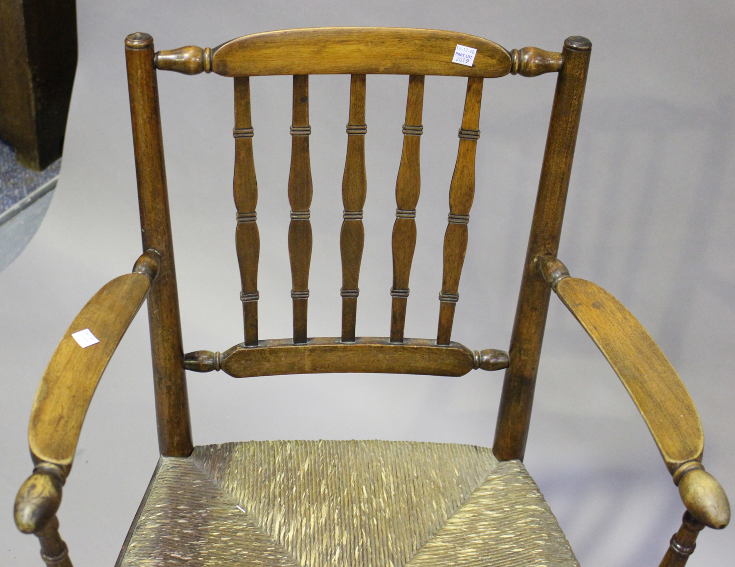 A 19th century ash and elm stick and hoop back Windsor elbow chair, on turned legs, height 82cm, - Image 2 of 5