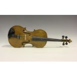 A violin, inscribed to the interior 'Lorenzo... 1914-20-6... Brazil', length of back excluding