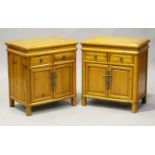 A pair of 20th century South-east Asian softwood bedside cabinets, height 63cm, width 57cm, depth