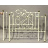 A modern Victorian style cream painted metal and brass mounted double bed frame by Feather &