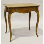 A 19th century mahogany and boxwood inlaid side table of serpentine outline, the quarter-veneered