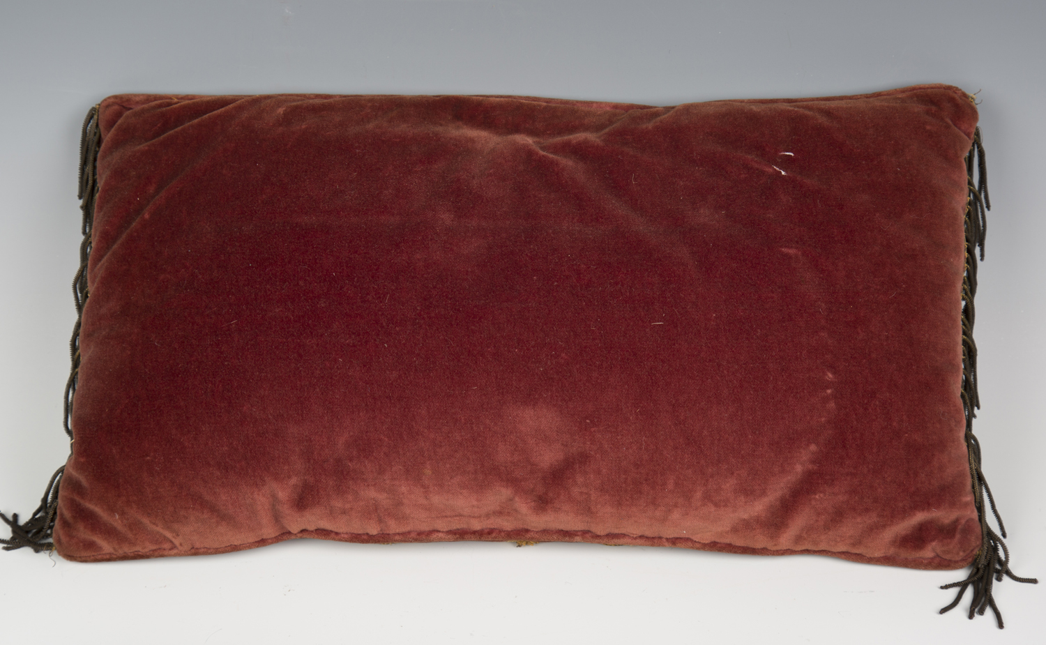 A group of four velvet cushions, purportedly made for the 1953 coronation and applied with 17th - Image 8 of 9