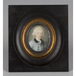 John Bogle - an 18th century watercolour on ivory oval miniature portrait of a gentleman, signed and
