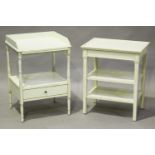 A modern painted bedside table with galleried top and slide, height 73cm, width 50cm, depth 44cm,