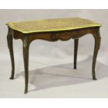 An early 20th century French kingwood and gilt metal mounted bureau plat, the serpentine top