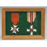 Two Latvian enamelled medals, comprising Cross of Recognition, detailed '1938' and Cross of Merit of