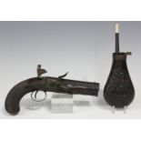 A late 18th/early 19th century flintlock pistol by Philip Bond, bearing maker's mark to lock, with