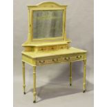 An Edwardian stripped ash dressing table, fitted with a swing mirror above drawers, height 160cm,