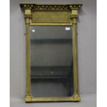 A Regency gilt gesso pier mirror with cluster column pilasters, 88cm x 57cm (later painted),