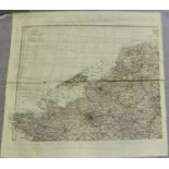 A Second World War period printed silk double-sided military issue escape map, detailed with maps of