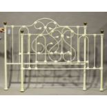 A modern Victorian style cream painted metal and brass mounted double bed frame by Feather &