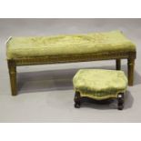 A 19th century giltwood stool, the seat covered in an 18th century Aubusson tapestry panel, height