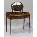 An early Victorian mahogany side table with gallery back and two frieze drawers, height 91cm,