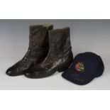 A pair of ostrich leather cowboy boots, formerly owned and worn on stage by Glen Campbell, both
