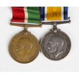 A Mercantile Marine Medal for War Service 1914-18 and a 1914-18 British War Medal to 'Arthur A.