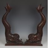 A pair of 19th century mahogany furniture appliqués, each finely carved as a Regency style