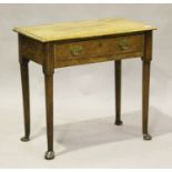 A late 20th century George II style oak side table, on turned legs and pad feet, height 72cm,