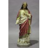An early/mid-20th century painted plaster model of Jesus Christ, height 106cm (faults).Buyer’s