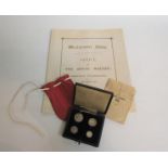 A 1907 boxed set of Maundy coins comprising four, three, two and one silver coins, together with a