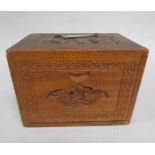 An early 20c Oriental mahjong set contained in a five drawer fitted cabinet, the cabinet carved with