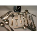 A Georg Jensen Mitra pattern stainless steel cutlery service comprising six dinner knives & six