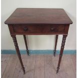 An early 19c figured mahogany occasional table of rectangular form with rounded corners fitted one