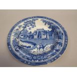 A Rogers blue and white soup plate printed with the 'Camel' pattern, 24cm diam.