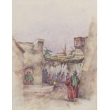 Unsigned 19c - Arab Souk, watercolour, framed and glazed, 26cm x 20cm.