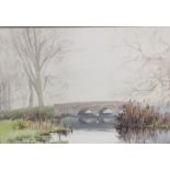 Harry Sheldon - December Hush Water End, watercolour, signed, framed and glazed, 37cm x 54cm.