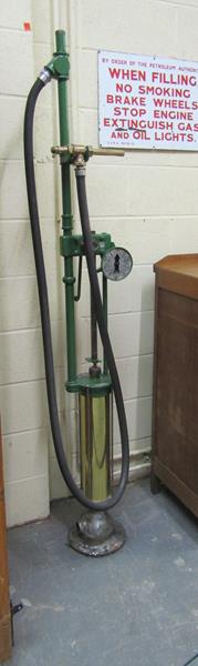 A Gilbert & Barker Manufacturing Co spring filled Massachusetts hand cranked petrol pump, 200cm h. - Image 5 of 5