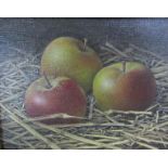 Jeanne Holder - English Pippins, signed, acrylic on board, framed, 40.5cm x 19cm