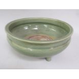 A Chinese large celadon censor/bulb bowl incised pattern decoration, Ming Dynasty, circa 15c/16c,