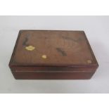 An early 20c Japanese rosewood cigarette box of rectangular form with silver plated interior, the