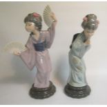 Two Lladro porcelain figurines - Madame Butterfly, model no.4991 and Sayonara, model no.4989, each