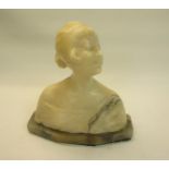 A Victorian marble bust of a female on a shaped marble base, 15.5cm w, 16.5cm h.