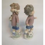 A pair of Lladro porcelain figures, c.1978, Sports Lily Football player, model no.5134 and Sports