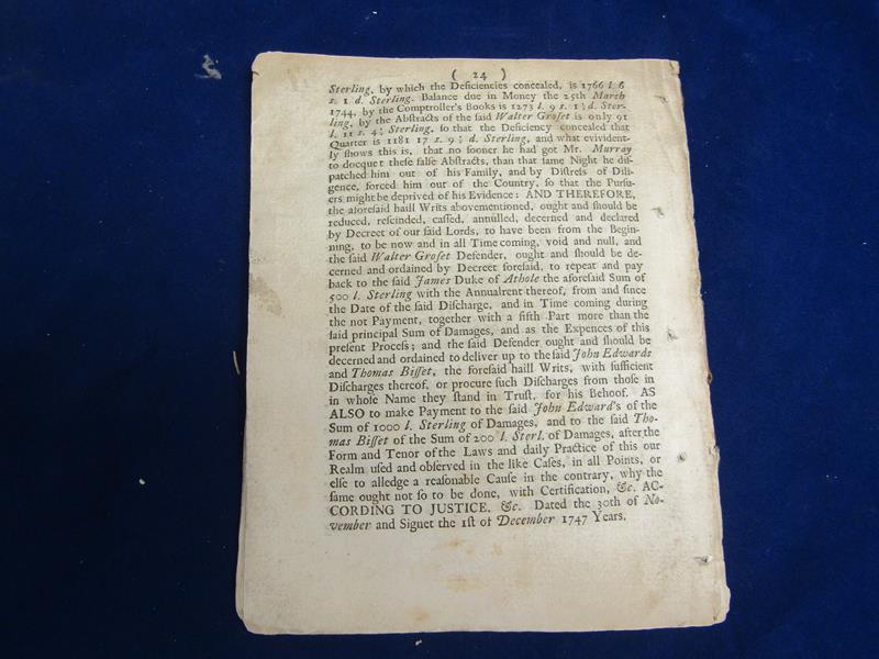 A Document - The Petition, 1747 Account of Libel case concerning fraudulent shipping of Tobacco from