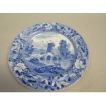 A Spode plate printed with the 'The Bridge of Lucano', 25cm diam.