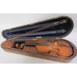 A 19c violin with paper label partly legible, reading Thomas - of Nambath Penrith Fecit no.454,