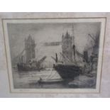 Alec E Waite - An original etching of the Tower Bridge, limited edition of 250, framed and glazed,