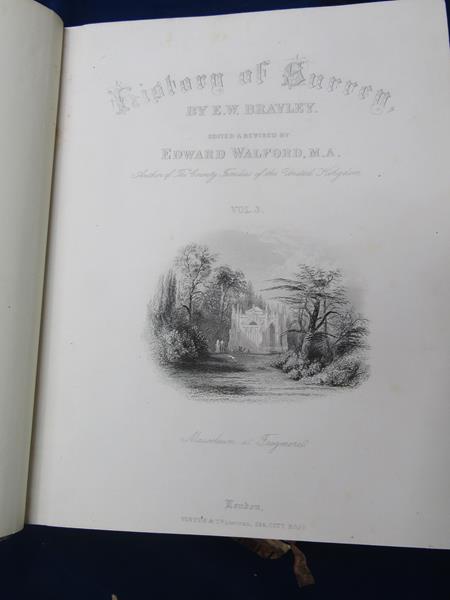 Three Books - 'The History of Surrey' by E W. Brayley, edited and revised by Edward Walford, in - Image 3 of 5