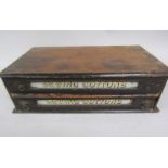 A Bagley & Wright's stained and ebonised sewing cottons table top retail box, having two long