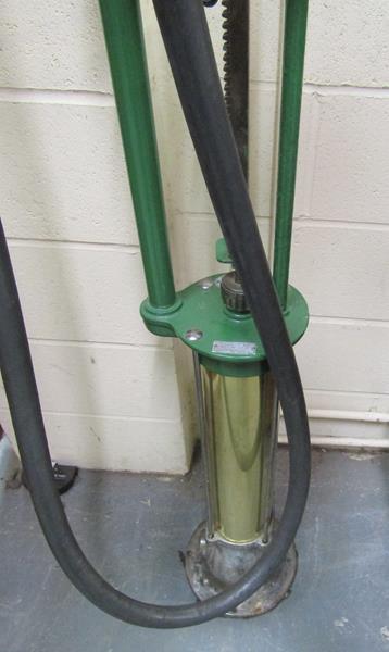 A Gilbert & Barker Manufacturing Co spring filled Massachusetts hand cranked petrol pump, 200cm h. - Image 3 of 5