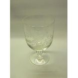Peter Drieser wheel engraved rummer glass decorated with pheasant in foliage, being a limited
