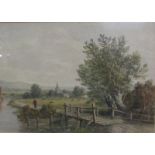 In the manner of David Cox Jnr 1809/1885 - A view in Sussex, unsigned watercolour, framed and